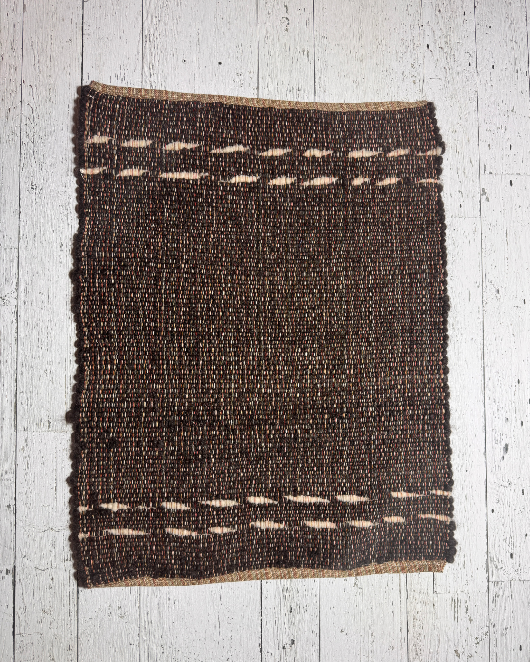 Wool Handmade Rug 25" x 32" Brown, Tan, Multicolor