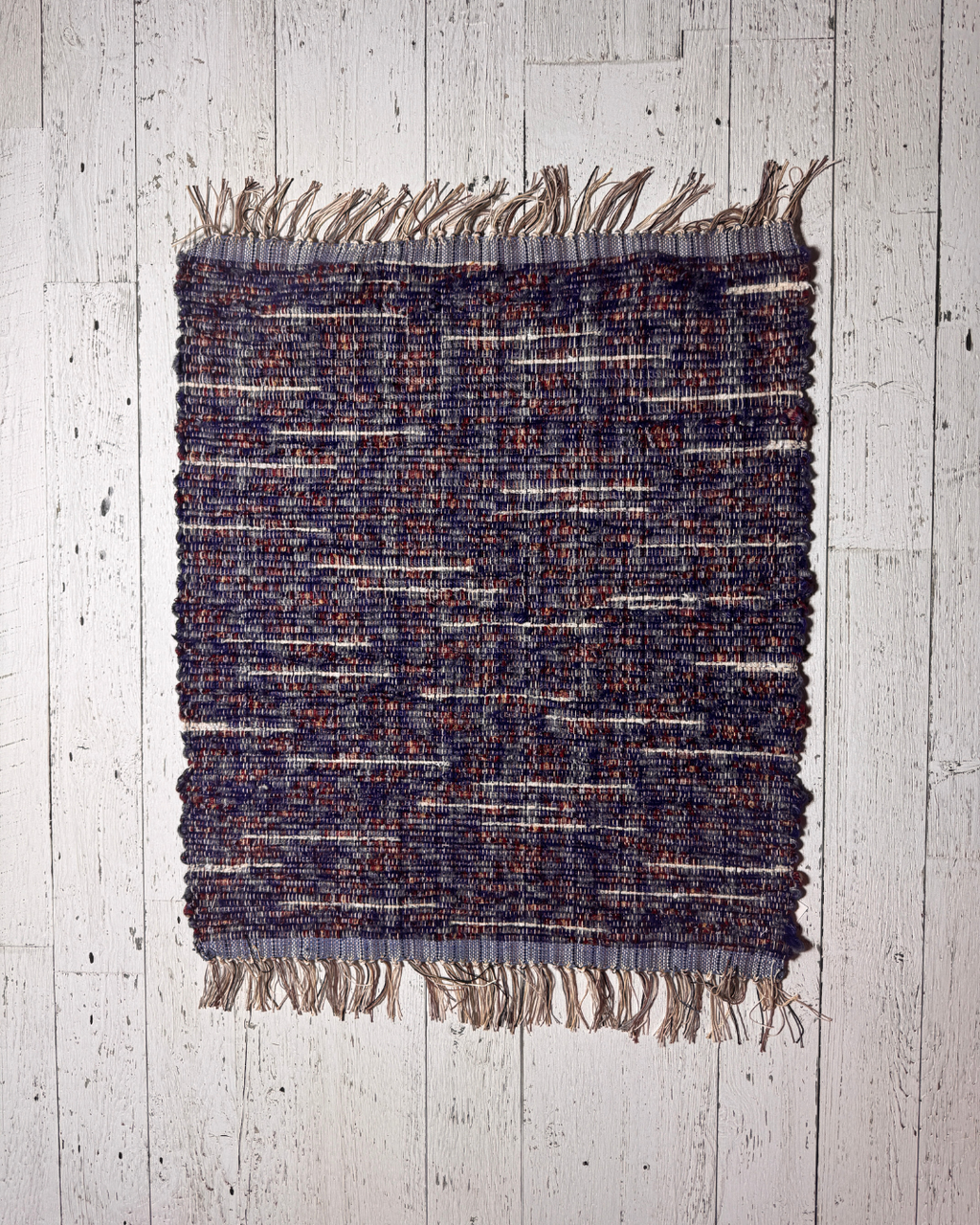 Wool Selvedge Handmade Rug 26" x 28" Blue, Red, Tan
