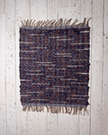 Wool Selvedge Handmade Rug 26" x 28" Blue, Red, Tan