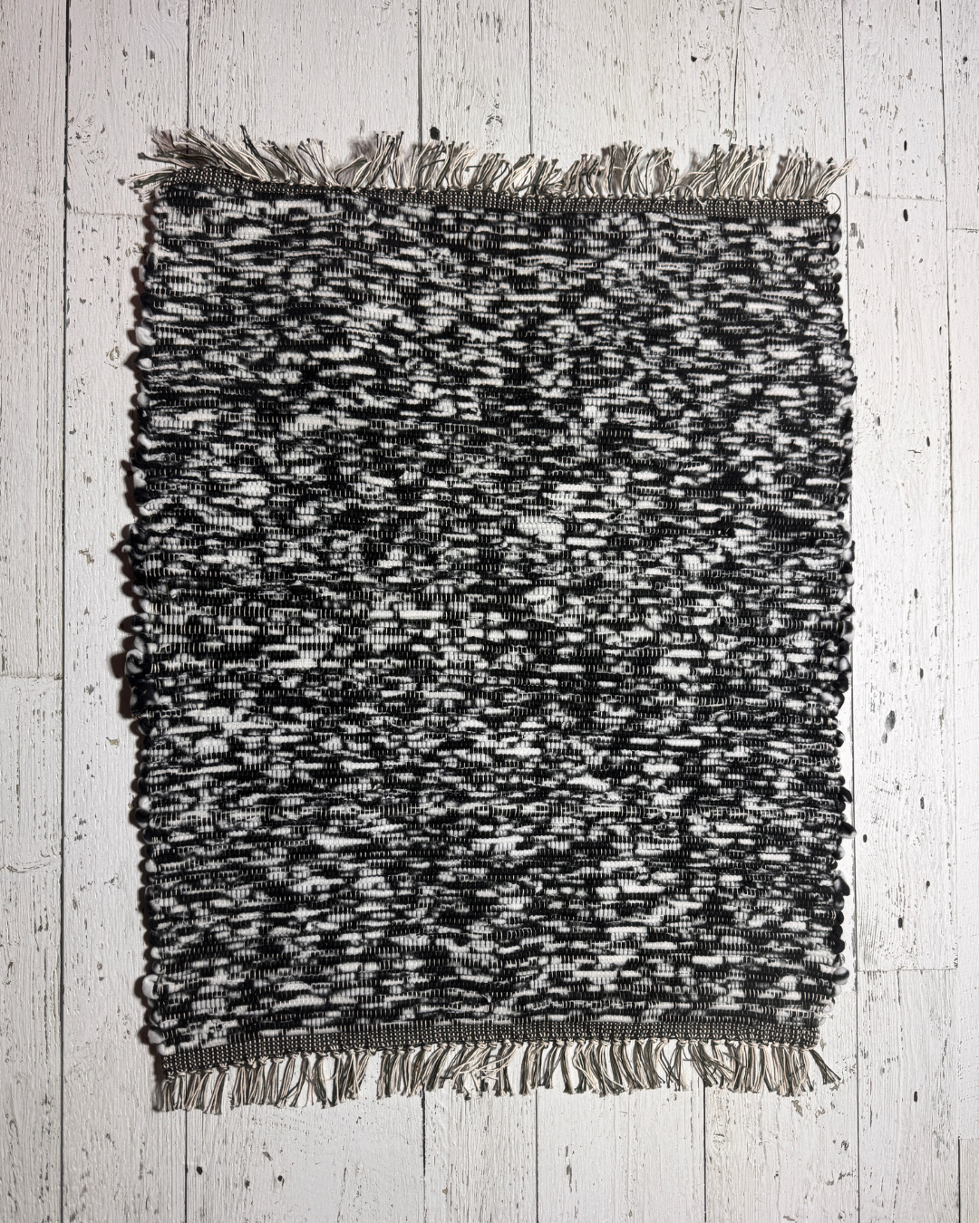 Fleece Handmade Rug 25” x 29” Black & White