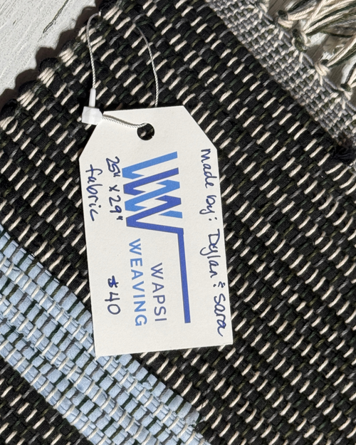 Fabric Handmade Rug 25" x 29" Black, Baby Blue, Grey