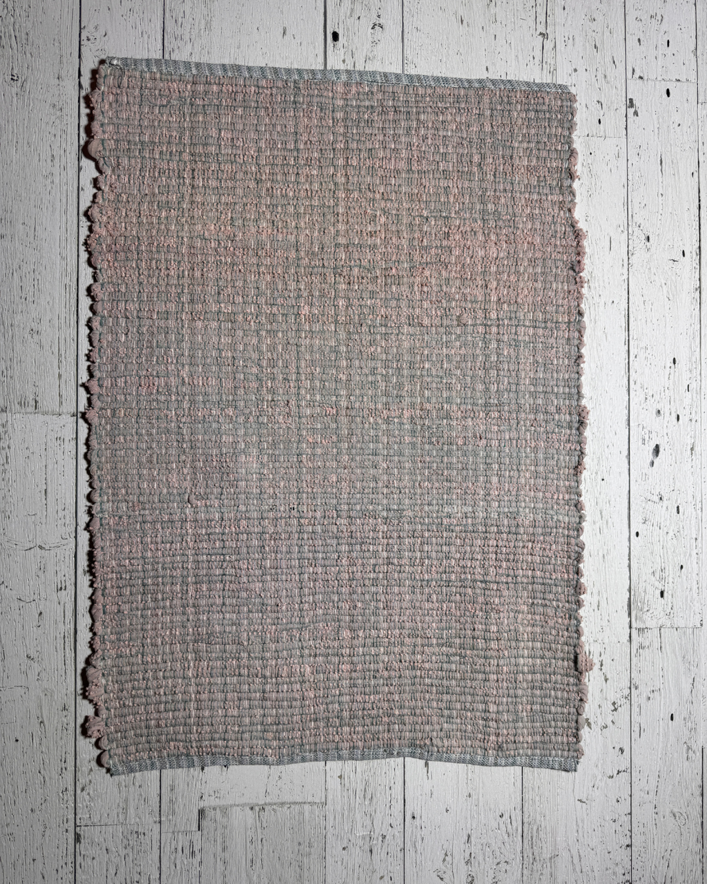 Cotton Fabric Handmade Rug 25" x 34" Green, Rose, Grey