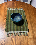 Wool Handmade Table Runner 14" x 18" Olive, Green & Brown