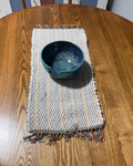 Wool Handmade Table Runner 11" x 23"  Cream, Yellow, Brown & Blue