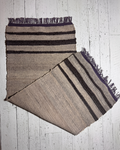 Wool Handmade Rug 25" x 61" Tan, Charcoal, Purple